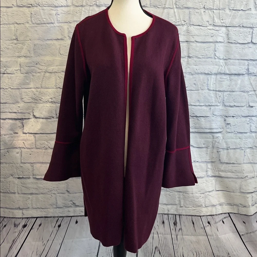 Chico’s Reversible Coat Cardigan Contrast Piping Topper Open Front Chicos 3 XL